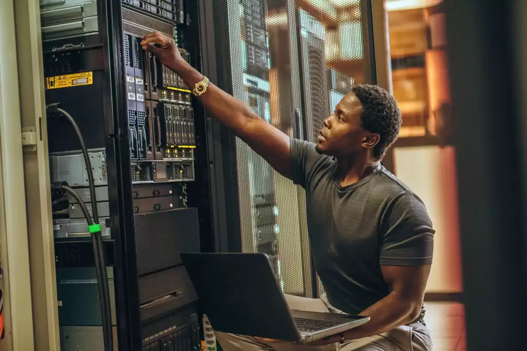 A Man Working on Intelsat